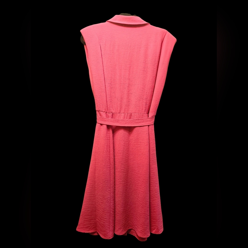 Calvin Klein Hibiscus Pink Sleeveless Button-Down Midi Dress Size 14 NWT - Picture 12 of 15